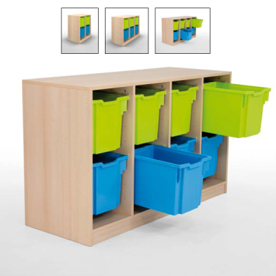 Regal mit Kunststoffkästen für Klassenzimmer, Eigentumsschrank Schulen